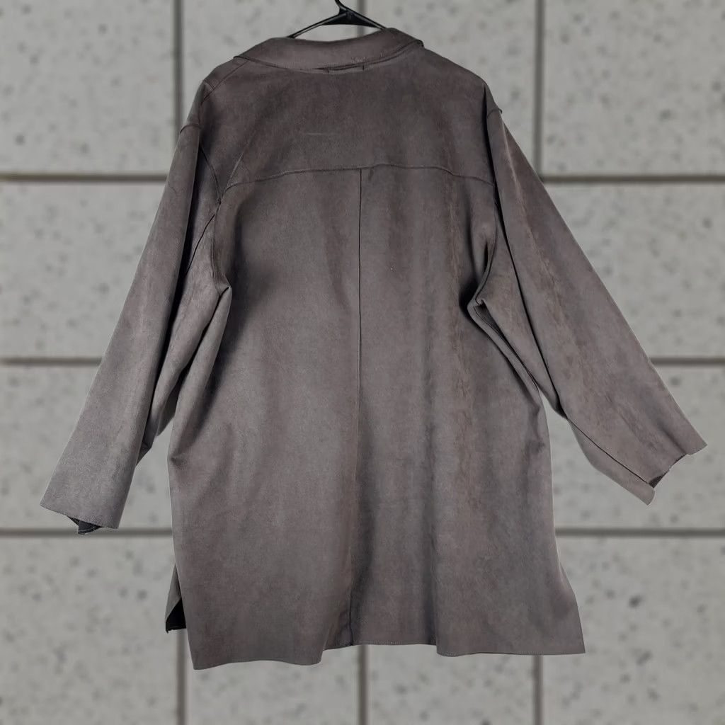 Vintage Tahari 3X Faux Leather Open Front Jacket Plus Size Topper Ash Smoke NWT Size XXL / US 16-18 / IT 52-54 - 1 Thumbnail