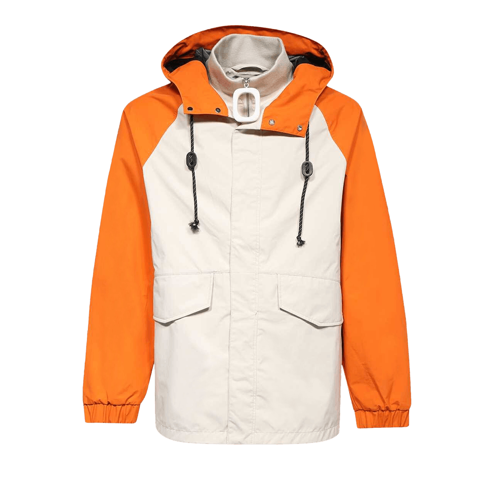 image of J W Anderson Jw Anderson Beige Orange Colorblock Hood Parka Jacket Medium, Men's