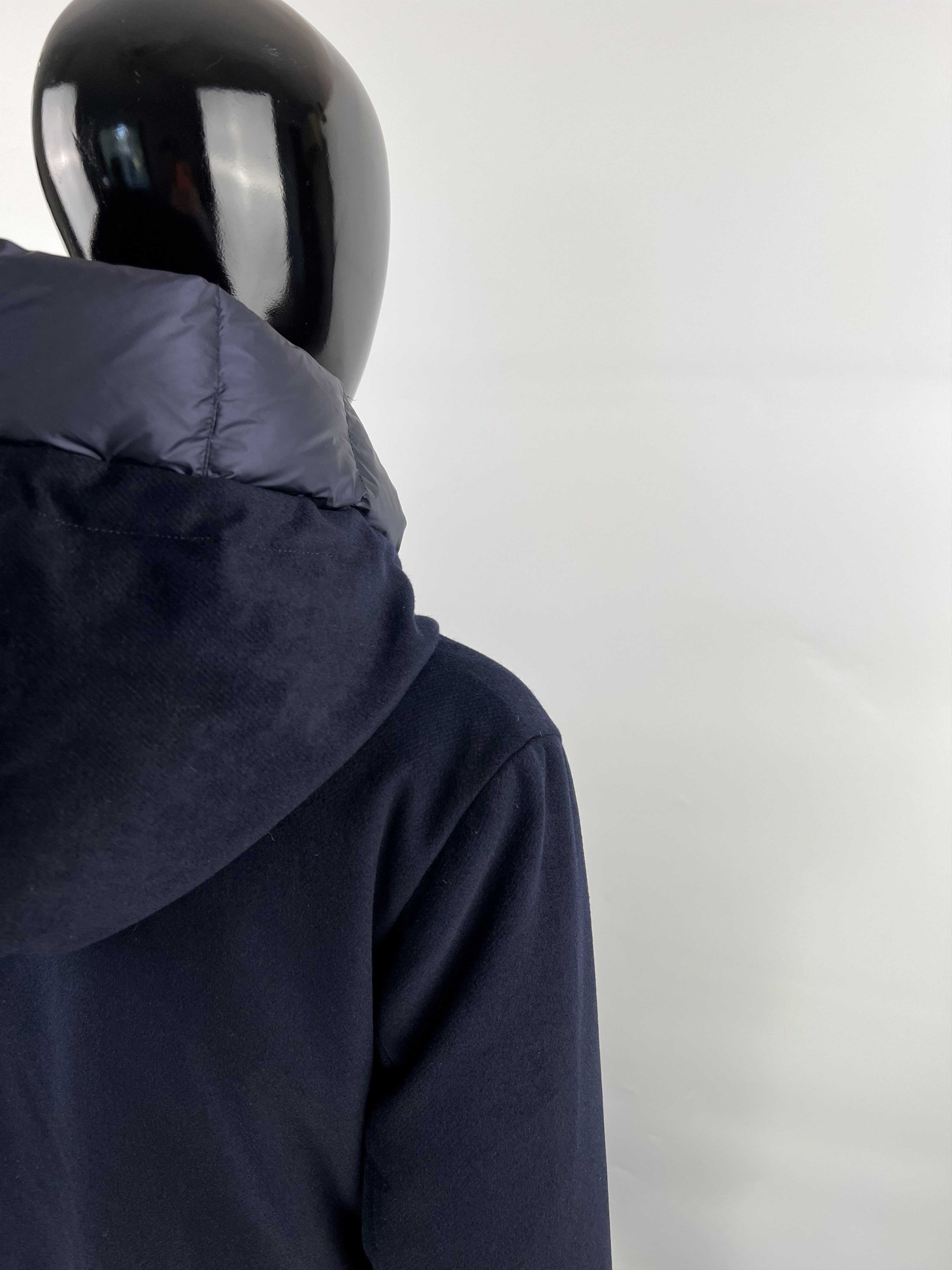 Designer Duno Women's Navy Blue Wool Down Hooded Jacket Size IT48 Size XL / US 12-14 / IT 48-50 - 7 Thumbnail