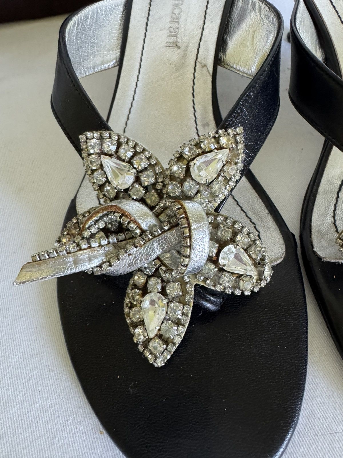 Other DANIELE ANCARANI Black Leather Thong Sandals 39.5/ 8 Size US 8 / IT 38 - 3 Thumbnail