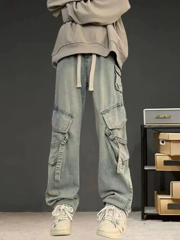 Jean Multi Pocket Cargo Wide Leg Flare Jeans Size US 32 / EU 48 - 7 Thumbnail