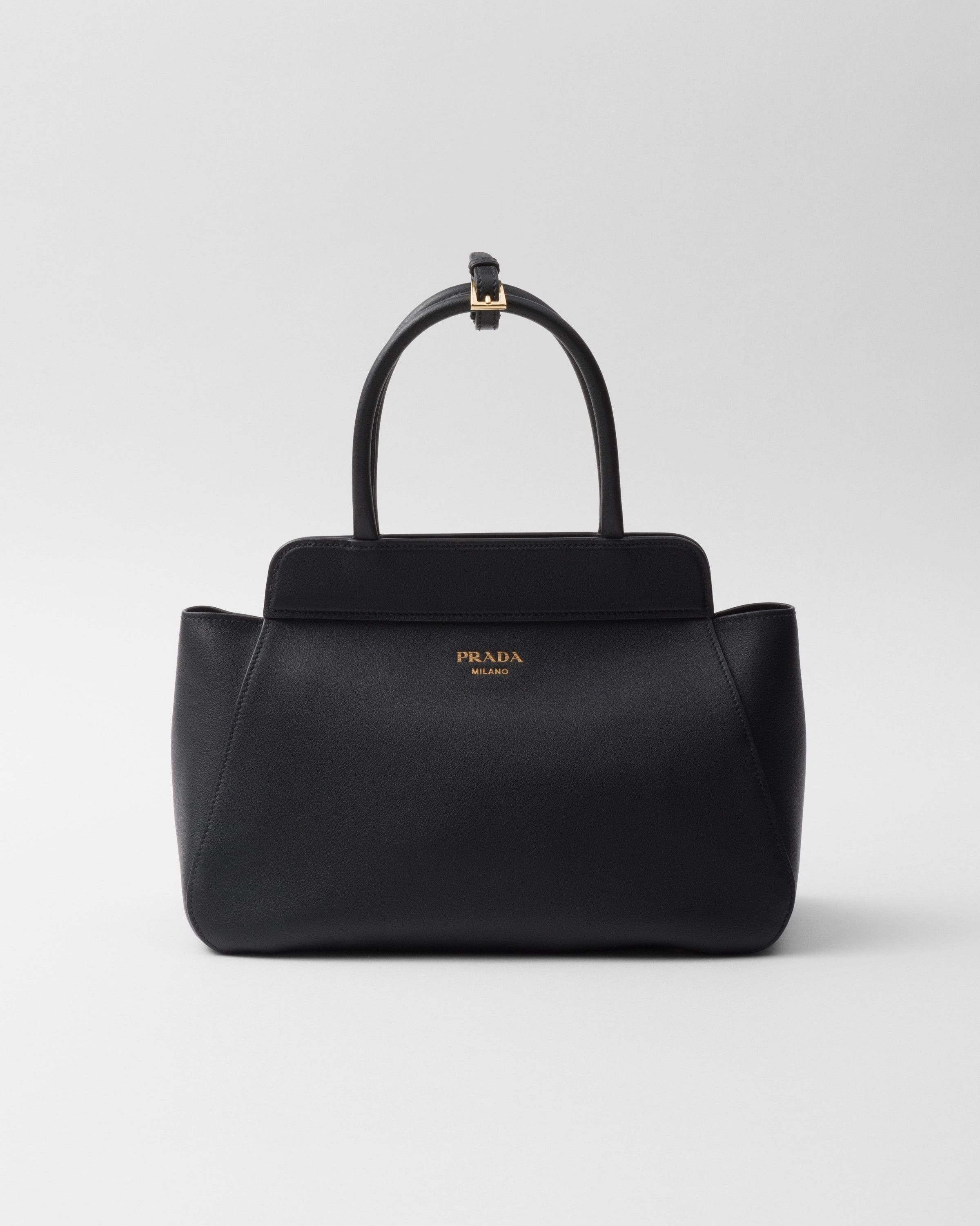 Prada o1la1rc1a0925 Size: OS / Medium Leather Tote Bag in Black Size ONE SIZE - 1 Thumbnail