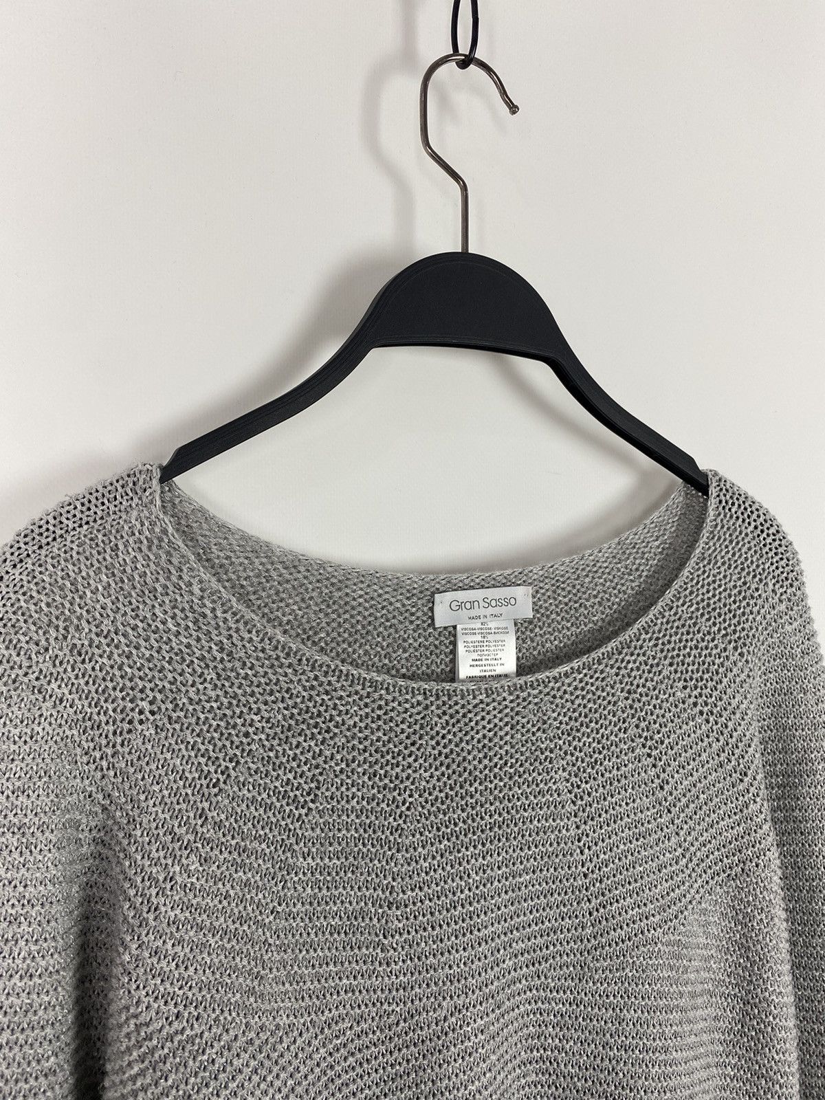 Gran Sasso Gran Sasso Viscose Metallic Silver Wide Neck Knit Sweater Size L / US 10 / IT 46 - 5 Thumbnail