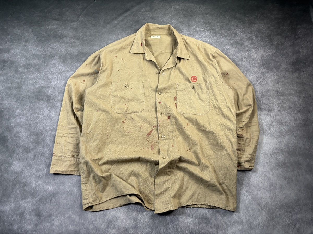 Vintage Vintage Work Shirt Blood Splatter Thrashed CP Rail Moleskin Size US XL / EU 56 / 4 - 15 Thumbnail