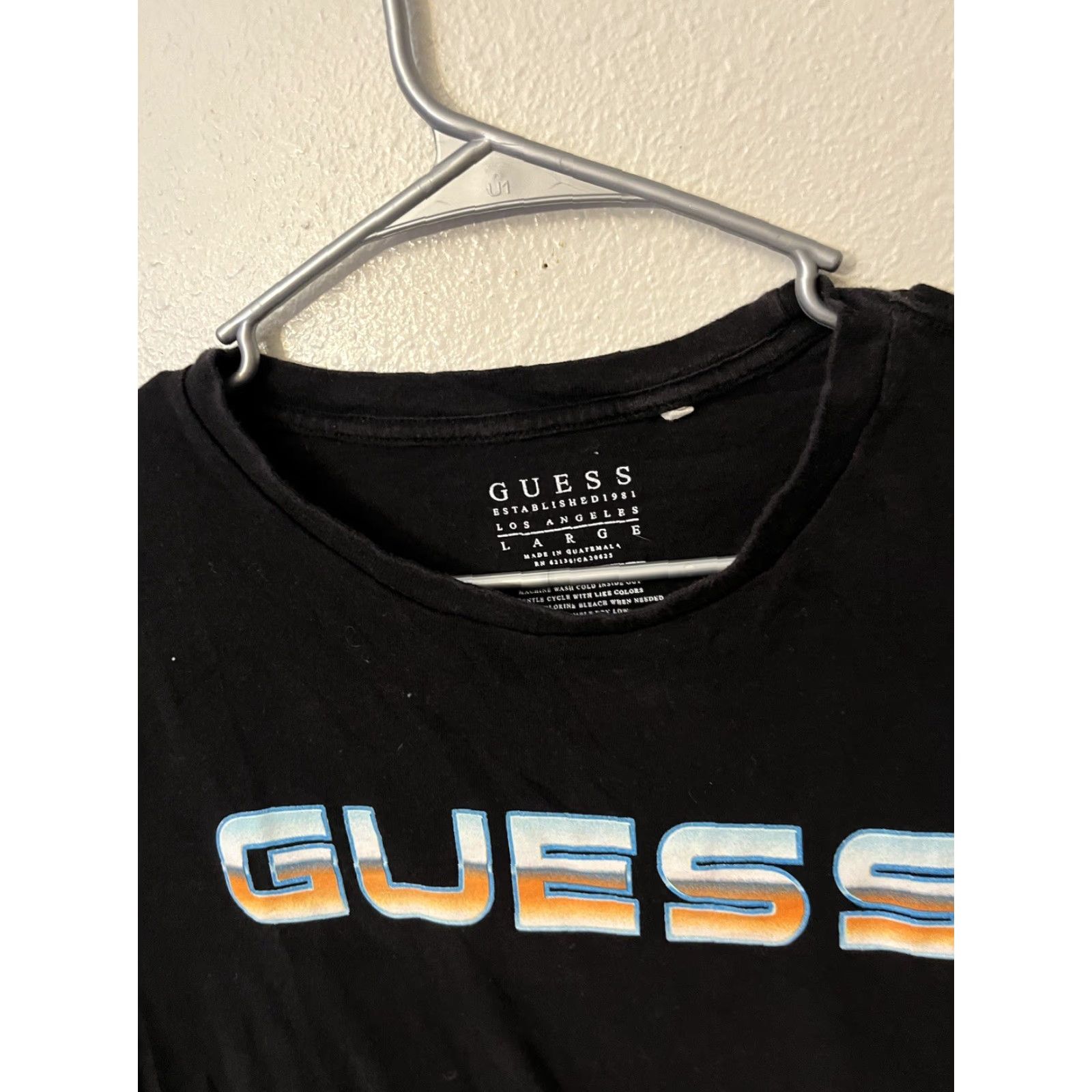 Guess GUESS T-Shirt Mens Large Black Graphic Logo Crew Neck Short Sleeve Size US L / EU 52-54 / 3 - 3 Thumbnail