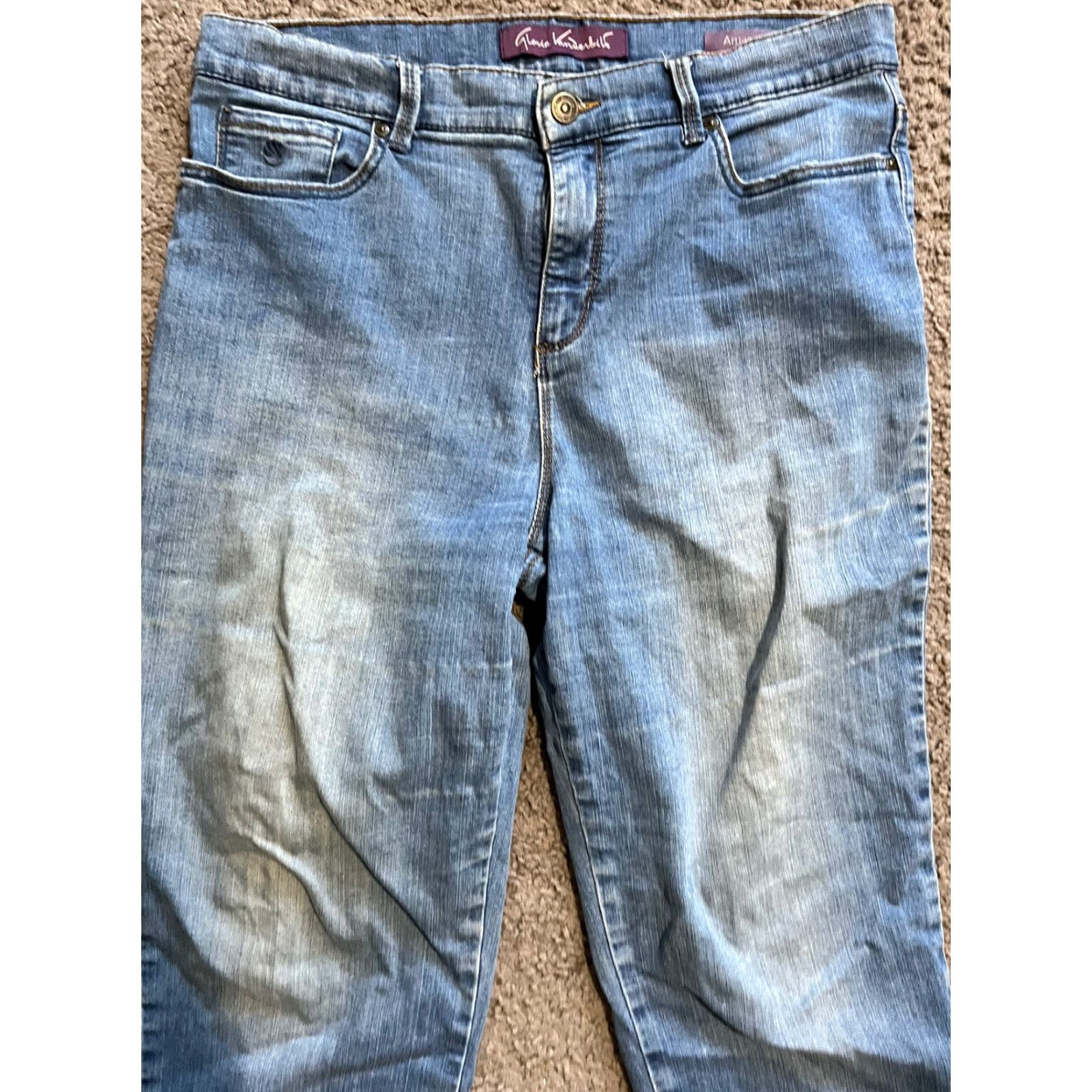 Gloria Vanderbilt Gloria Vanderbilt Amanda Straight Leg Jeans Women's 12P Dark Wash Blue Denim Regular Fit Size 34" / US 12 / IT 48 - 2 Thumbnail