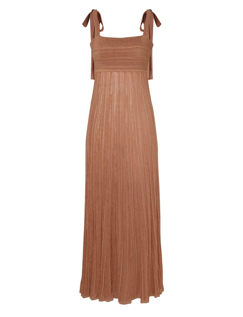 Zimmermann oc11z0525 Ottie Metallic Tie Midi Dress in Brown Size S / US 4 / IT 40 - 1 Thumbnail