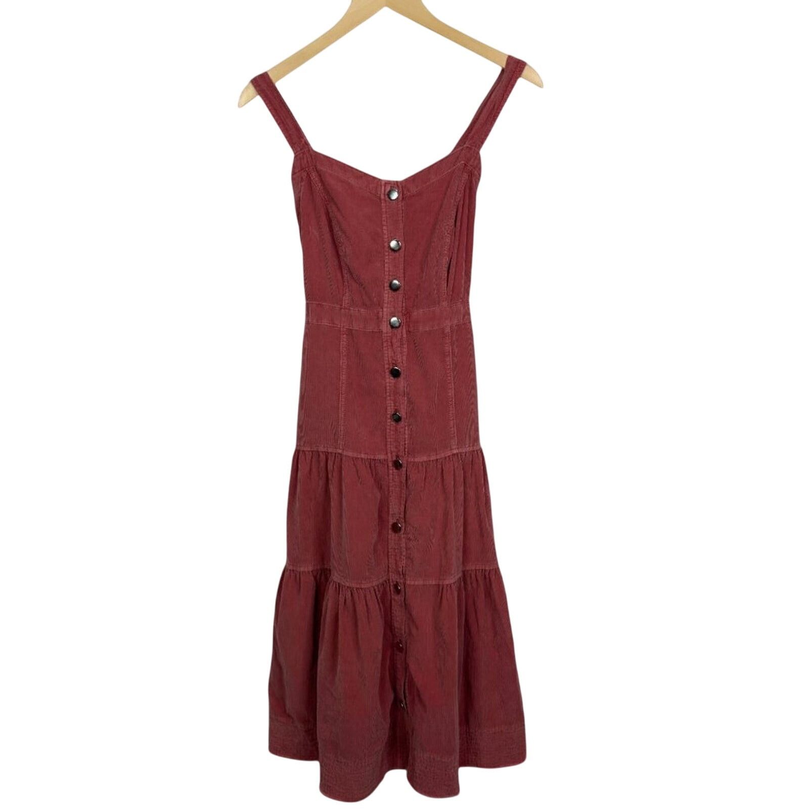 Anthropologie Pilcro Tiered Corduroy Midi Dress Size 2 NWT