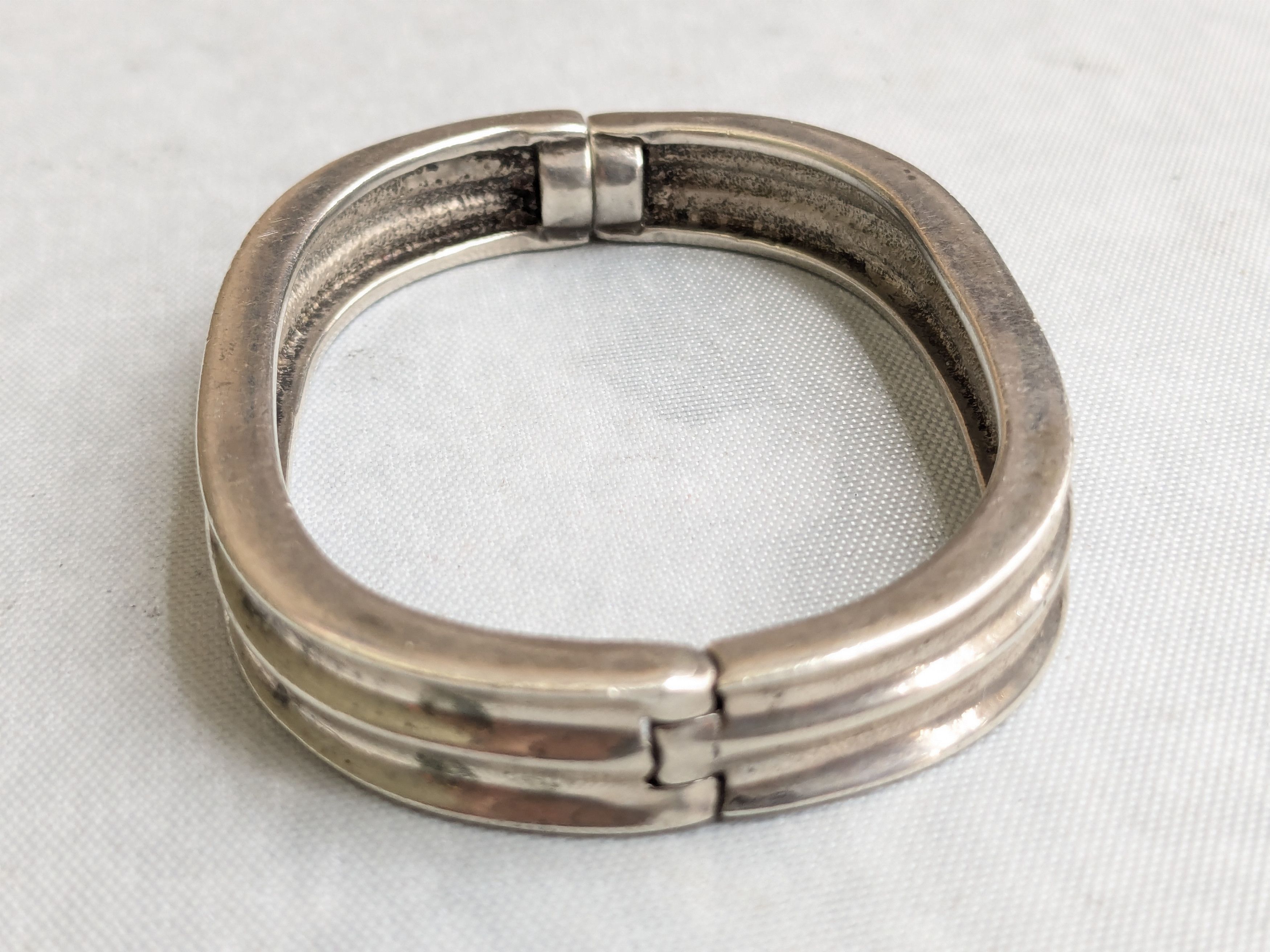 Jewelry Vintage Sterling Silver Bracelet Hinge 6.75" Espo Sig Size ONE SIZE - 5 Thumbnail