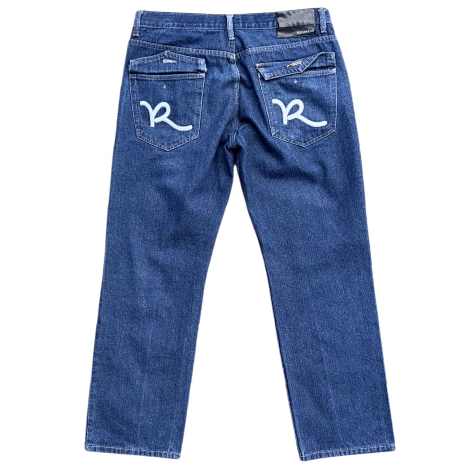 Rocawear VINTAGE Rocawear Jeans Blue Embroidered Pockets Classic Fit Size 34x32 RARE Mens Straight 34 32 Size US 34 / EU 50 - 2 Thumbnail