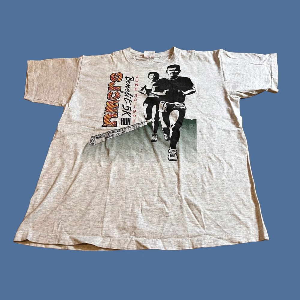 Vintage VINTAGE Navy Marine Corps 5K Run 1991 Shirt Men’s XL Gray Single Stitch 90s Mens T-Shirt Size US XL / EU 56 / 4 - 1 Thumbnail