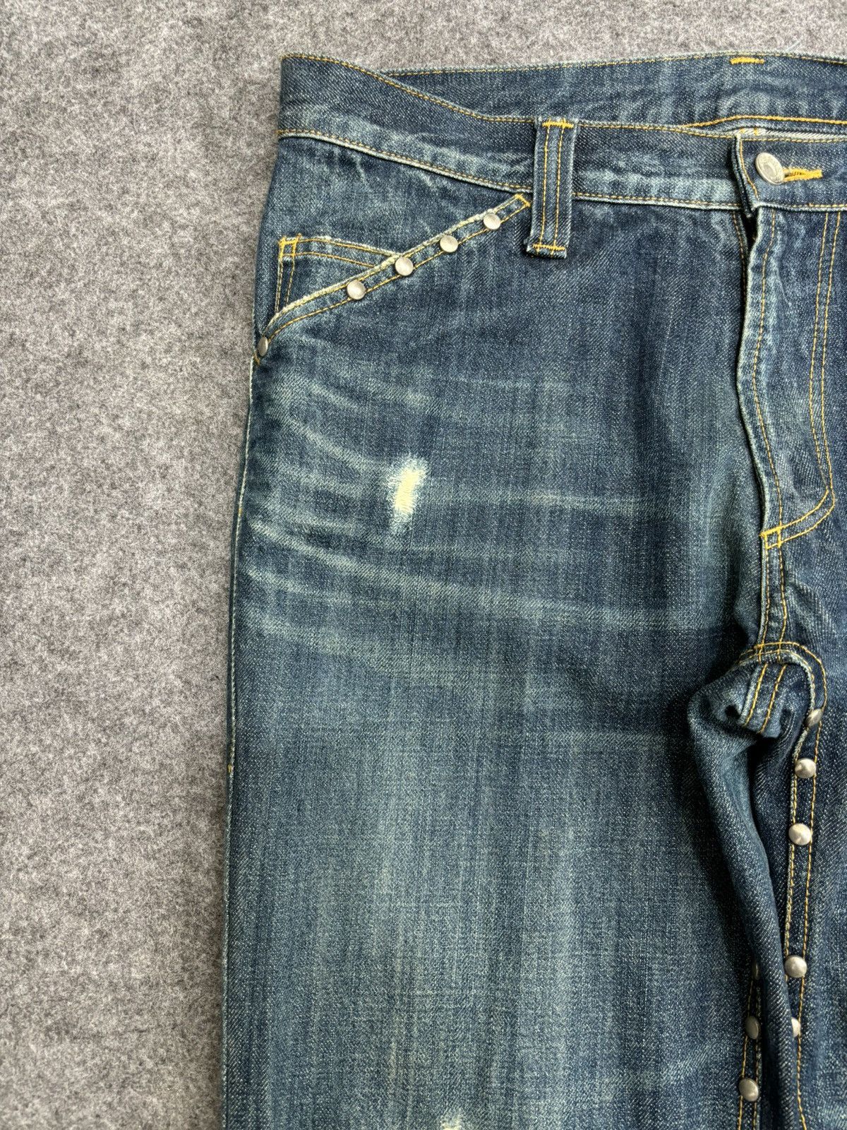 Japanese Brand 💥Designer💥Vintage Rodano Studded Distressed Denim F549 Size US 34 / EU 50 - 4 Thumbnail