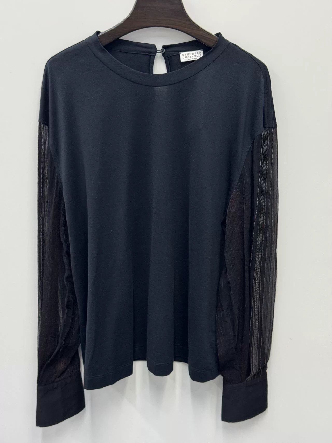 Brunello Cucinelli navy long sleeve T-shirt with detailed sleeves Size US M / EU 48-50 / 2 - 1 Thumbnail