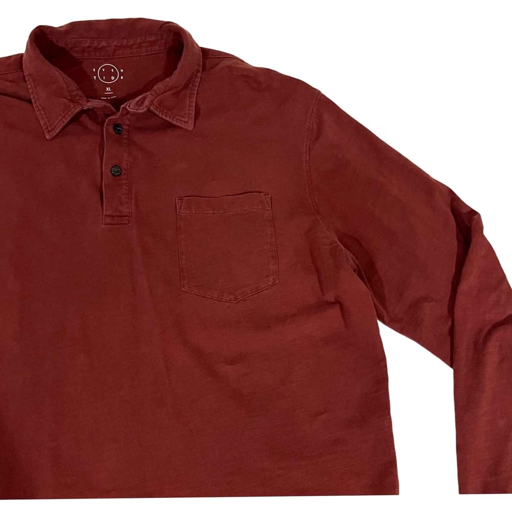 Vintage VINTAGE? Even Tide Men’s Polo Shirt Long Sleeve Burnt Red Maroon 100% Cotton XL Mens Shirt Size US XL / EU 56 / 4 - 2 Thumbnail