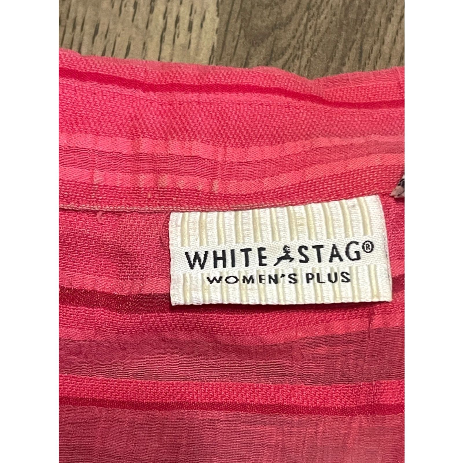 Vintage White Stag Shirt Plus Size 28W Pink Button Up 3/4 Sleeve Collared Casual Womens Size 4XL / US 24-26 - 6 Thumbnail