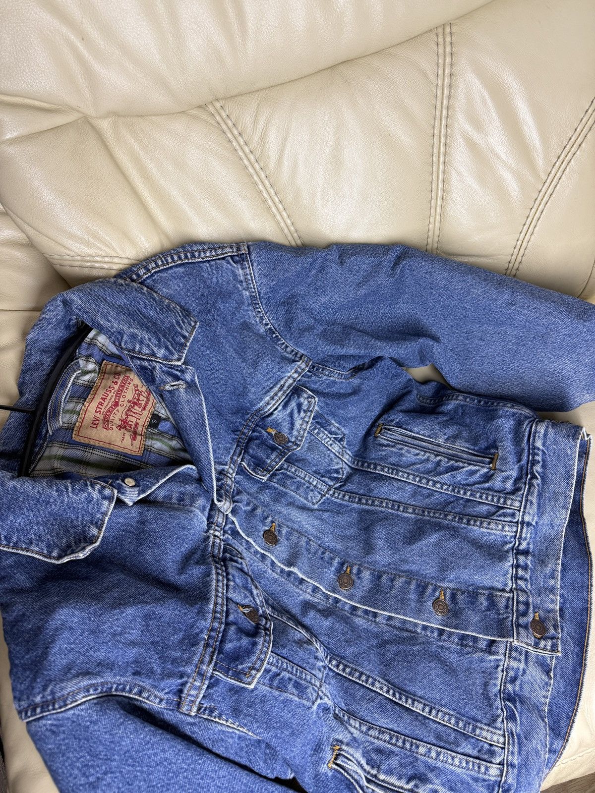 Levi's Vintage 1989 Levi's Denim Jacket Flennel Lined made in USA Size US S / EU 44-46 / 1 - 3 Thumbnail