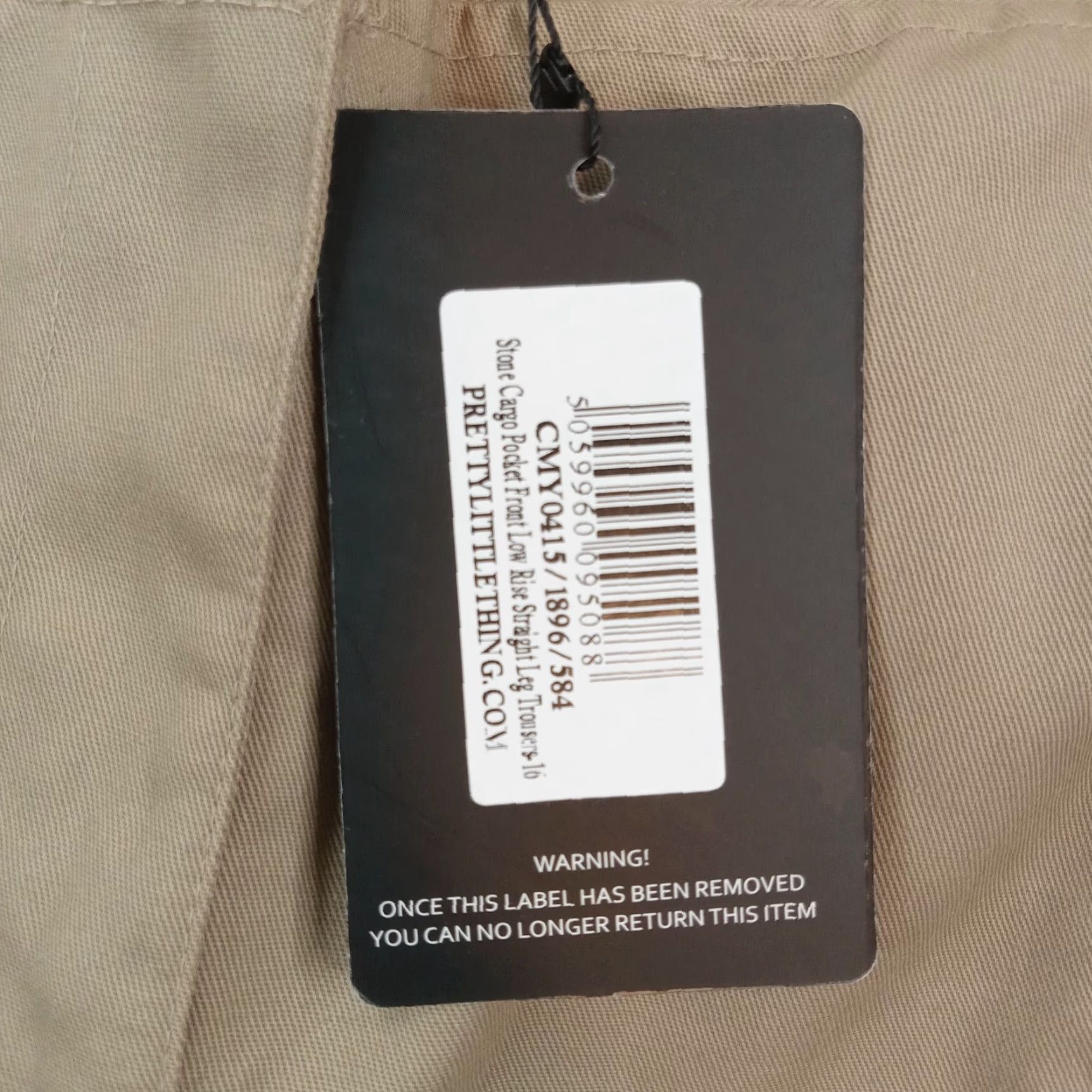 PrettyLittleThing Pretty Little Thing Brown Cargo Pants Womens 12 Ankle Wide Leg Stretch Cotton Size 34" / US 12 / IT 48 - 6 Thumbnail