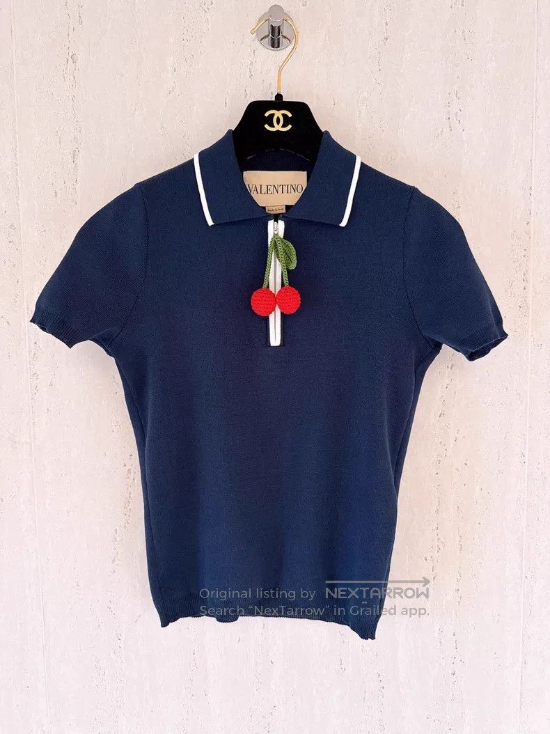 Valentino Valentino Little cherry knitted polo shirt Size S / US 4 / IT 40 - 1 Thumbnail