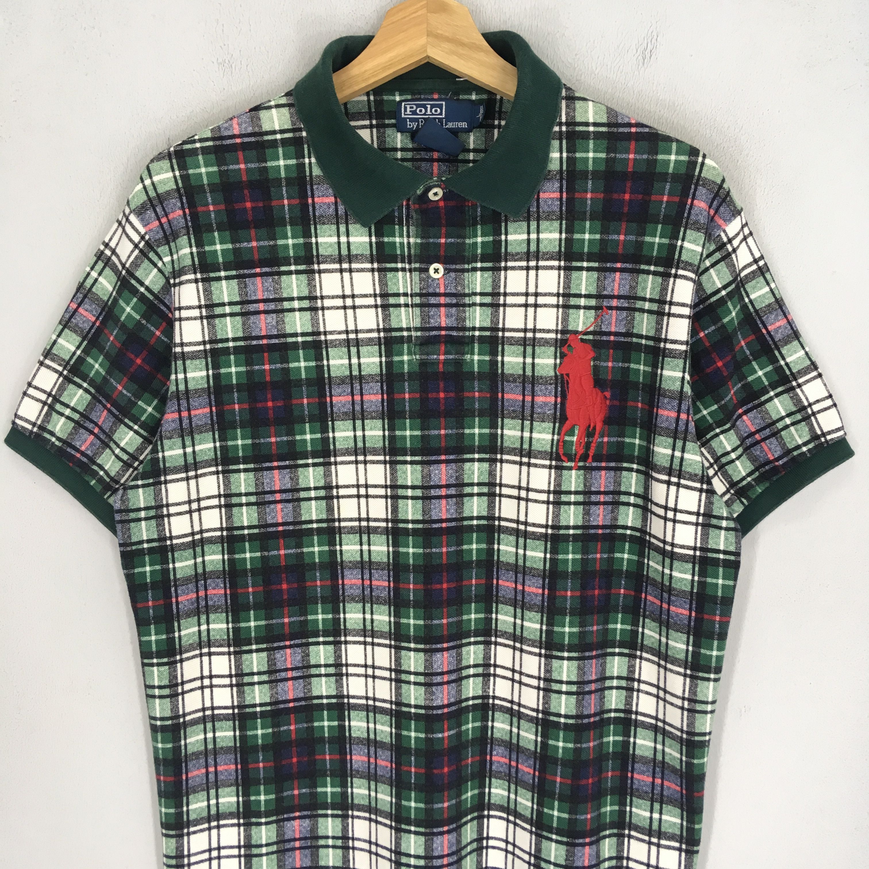 Polo Ralph Lauren Vintage Polo Ralph Lauren Big Pony Checkered Rugby Polo Tee Size US L / EU 52-54 / 3 - 3 Thumbnail