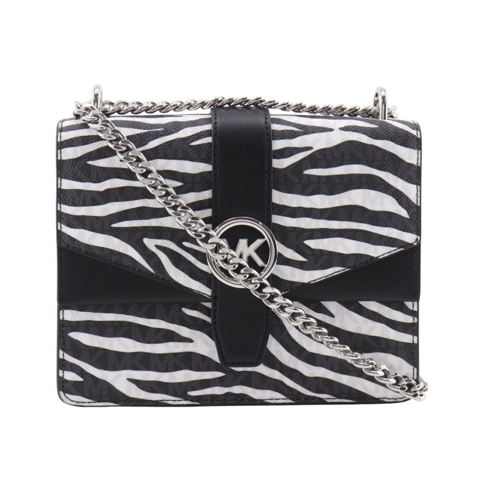 Michael Kors Michael Kors Greenwich Shoulder Bag, Chain Animal Print Zebra, 35S5SGRC1V, PVC, Black/White, Magnetic closure, Greenwich, Women's Size ONE SIZE - 1 Thumbnail