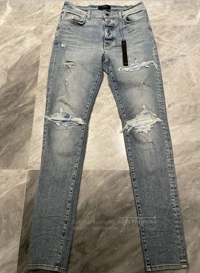 Amiri Amiri Size 33 Colorful Patchwork Blue Jeans Size US 33 - 1 Thumbnail
