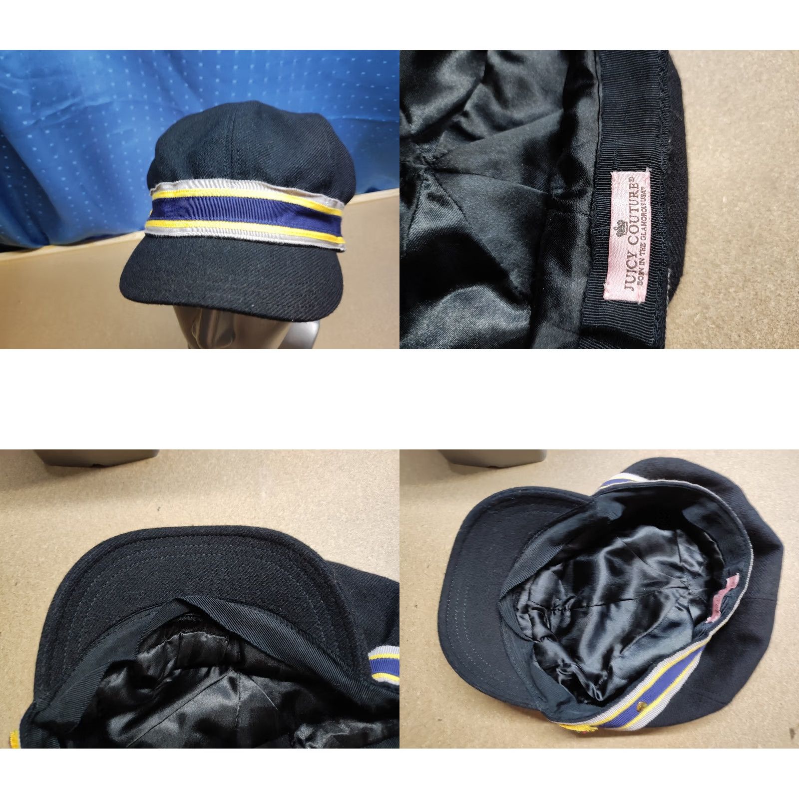 Juicy Couture Juicy Couture Beret Hat Fiddler Yachting Cap Size M Black Lined Cruise Womens Beret/Casual Hat Size ONE SIZE - 8 Thumbnail