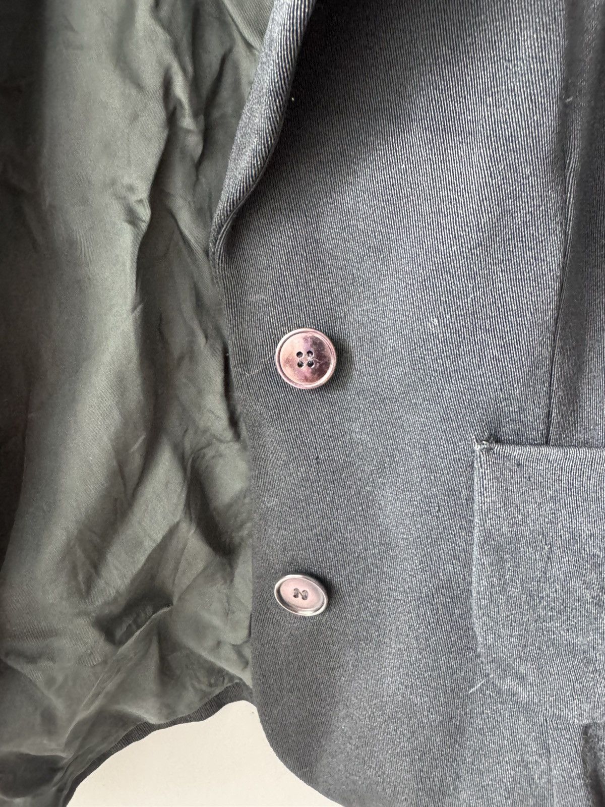 Giorgio Armani Asymmetric Button Stand Collar wool Crepe Peplum Blazer Size M / US 6-8 / IT 42-44 - 6 Thumbnail