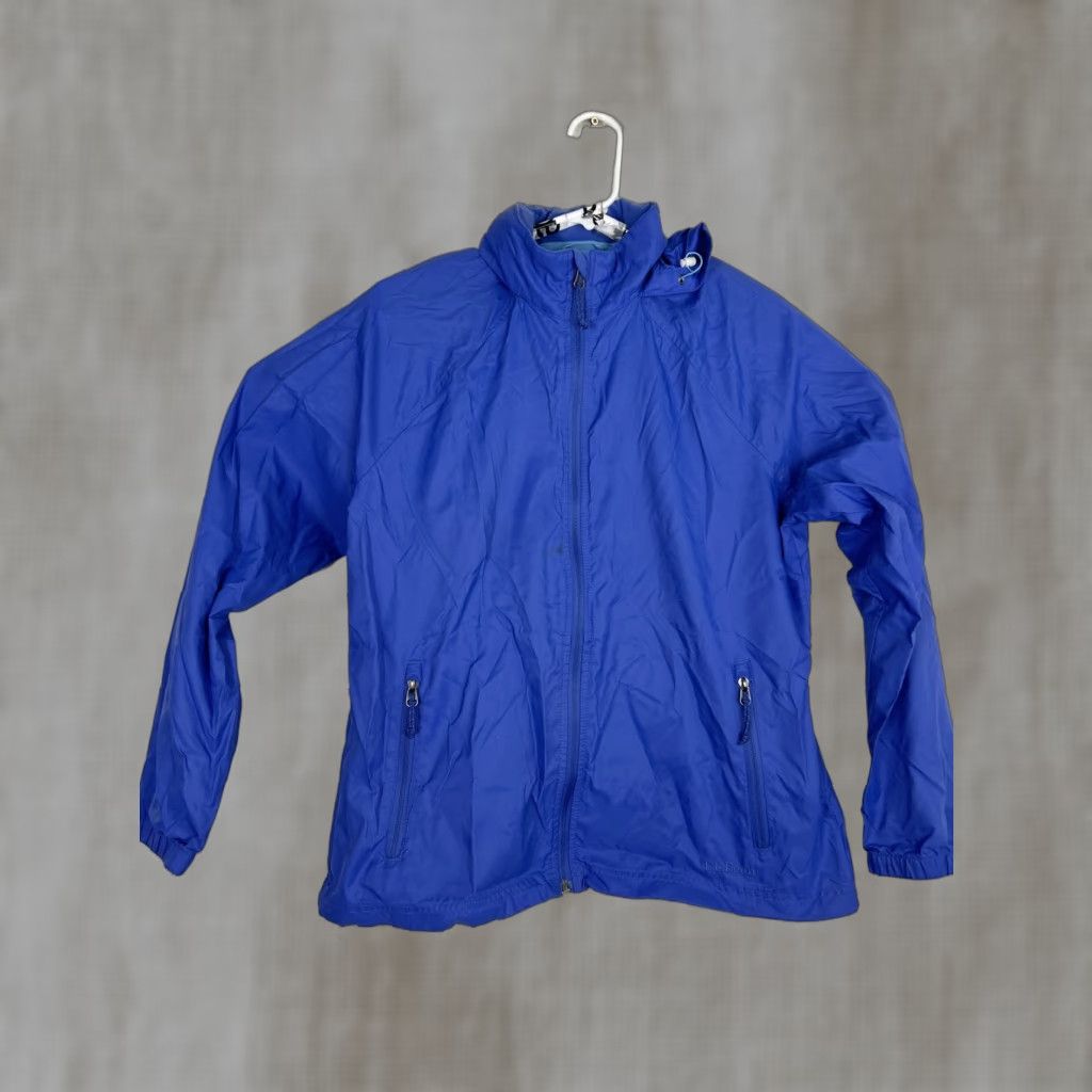 Vintage LL Bean Windbreaker Womens Medium Blue Lightweight Full Zip Nylon Zipaway Hood Size M / US 6-8 / IT 42-44 - 1 Thumbnail