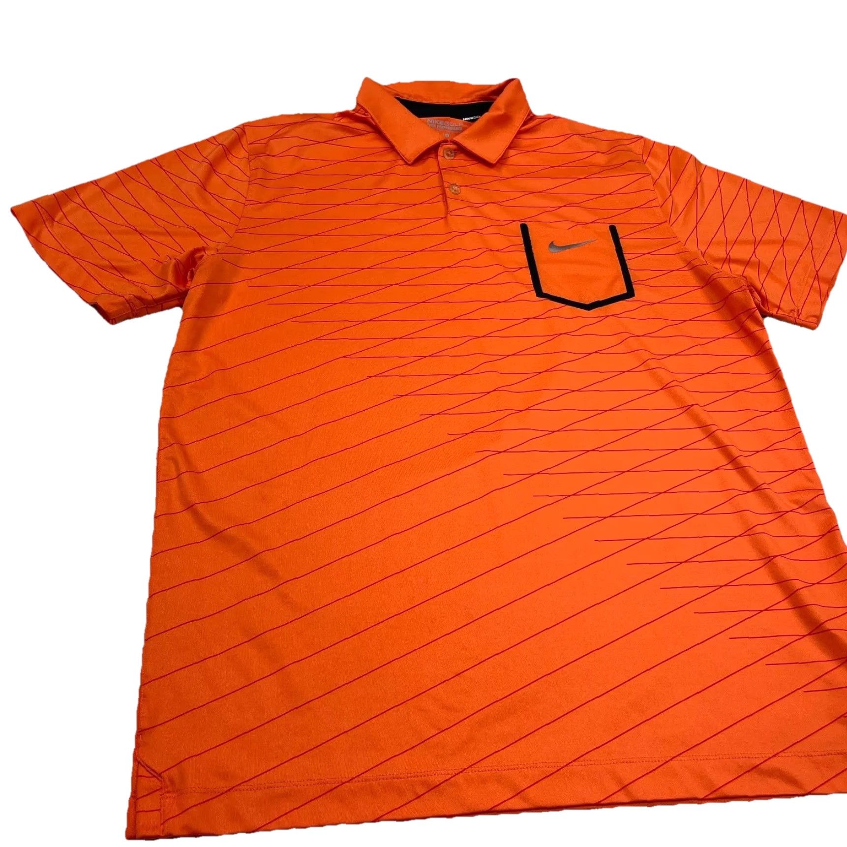 Nike Nike Polo Shirt Men L Orange Dri Fit Tour Performance Golf Pocket Geometric Size US L / EU 52-54 / 3 - 4 Thumbnail