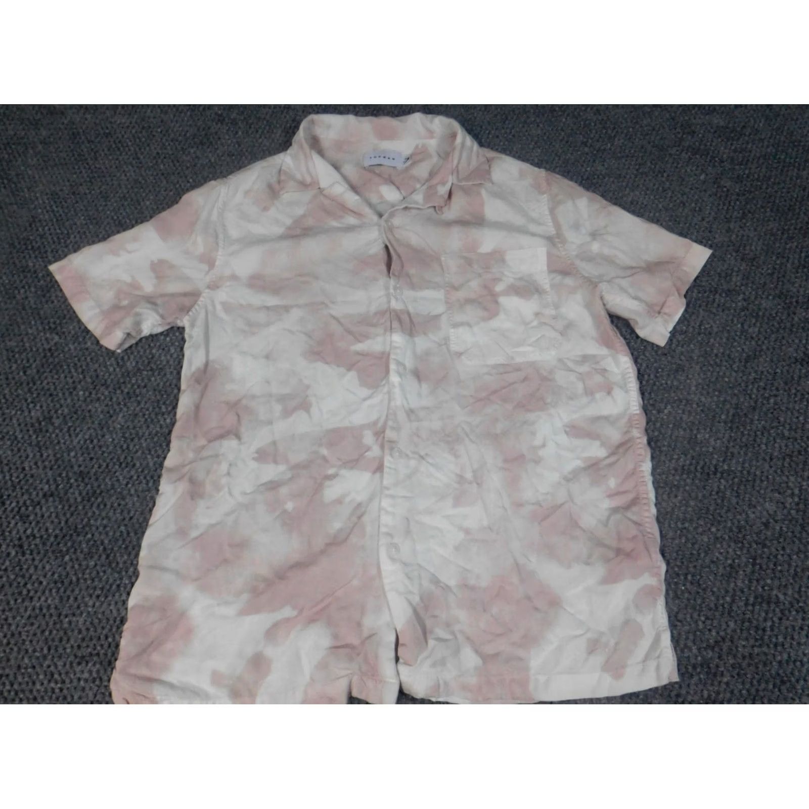 Topman Topman Womens Blouse Button-Up Short Sleeve Pink Medium Regular Fit Casual Collar Down Viscose Button Size M / US 6-8 / IT 42-44 - 2 Thumbnail