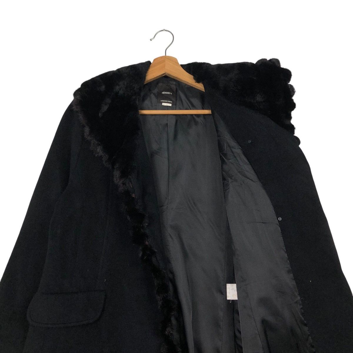 Issey Miyake 📌Rich Black Vintage Long Jacket Wool Issen Collezione Donna Size US M / EU 48-50 / 2 - 14 Thumbnail
