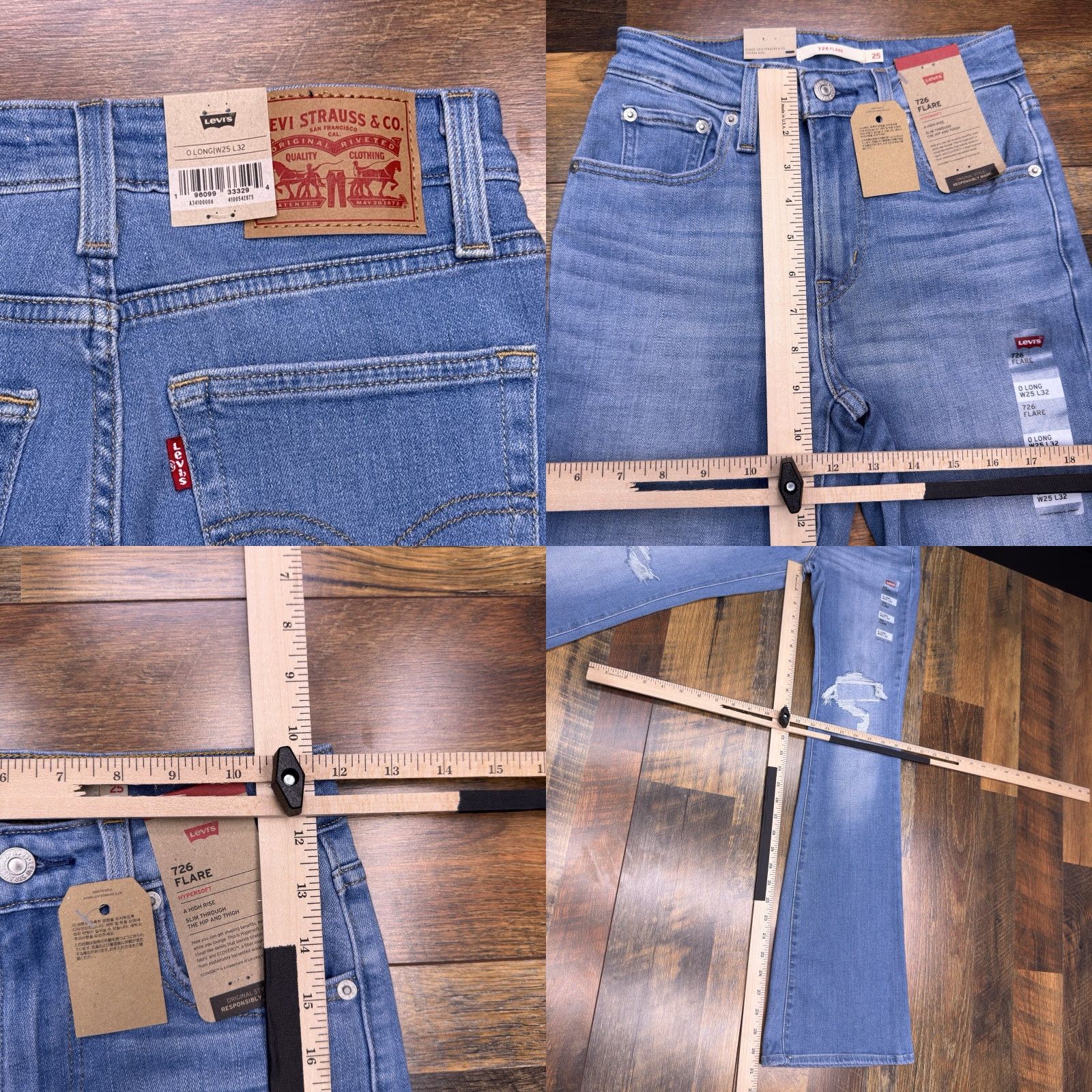 Levi's Levi's 726 Jeans Womens 25 Mid Rise Stretch Flared Denim Blue 32 Inseam Size 42" / US 20 - 9 Thumbnail