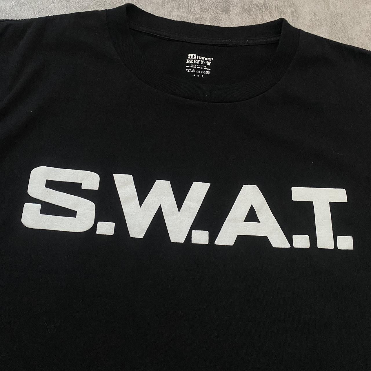 Hanes Black and white SWAT T-shirt Vintage y2k 2000s Size US L / EU 52-54 / 3 - 3 Thumbnail