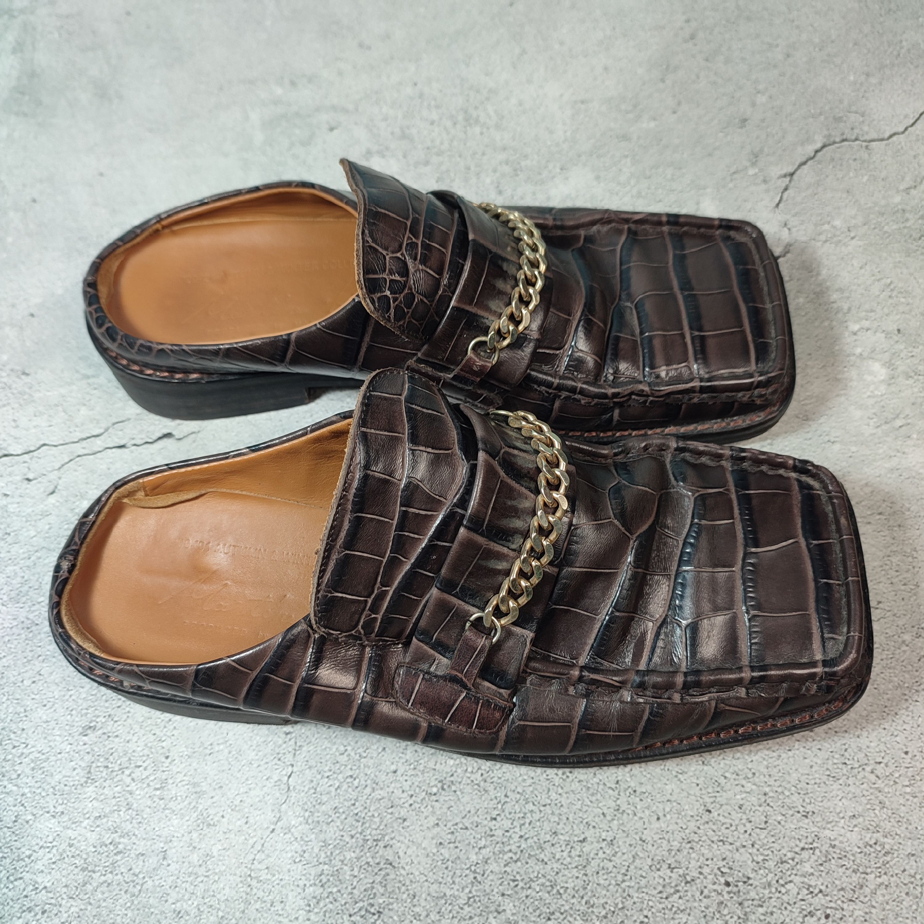 Martine Rose Martine Rose square toe croc leather / Cuban chain Mules Size US 7 / IT 37 - 5 Thumbnail