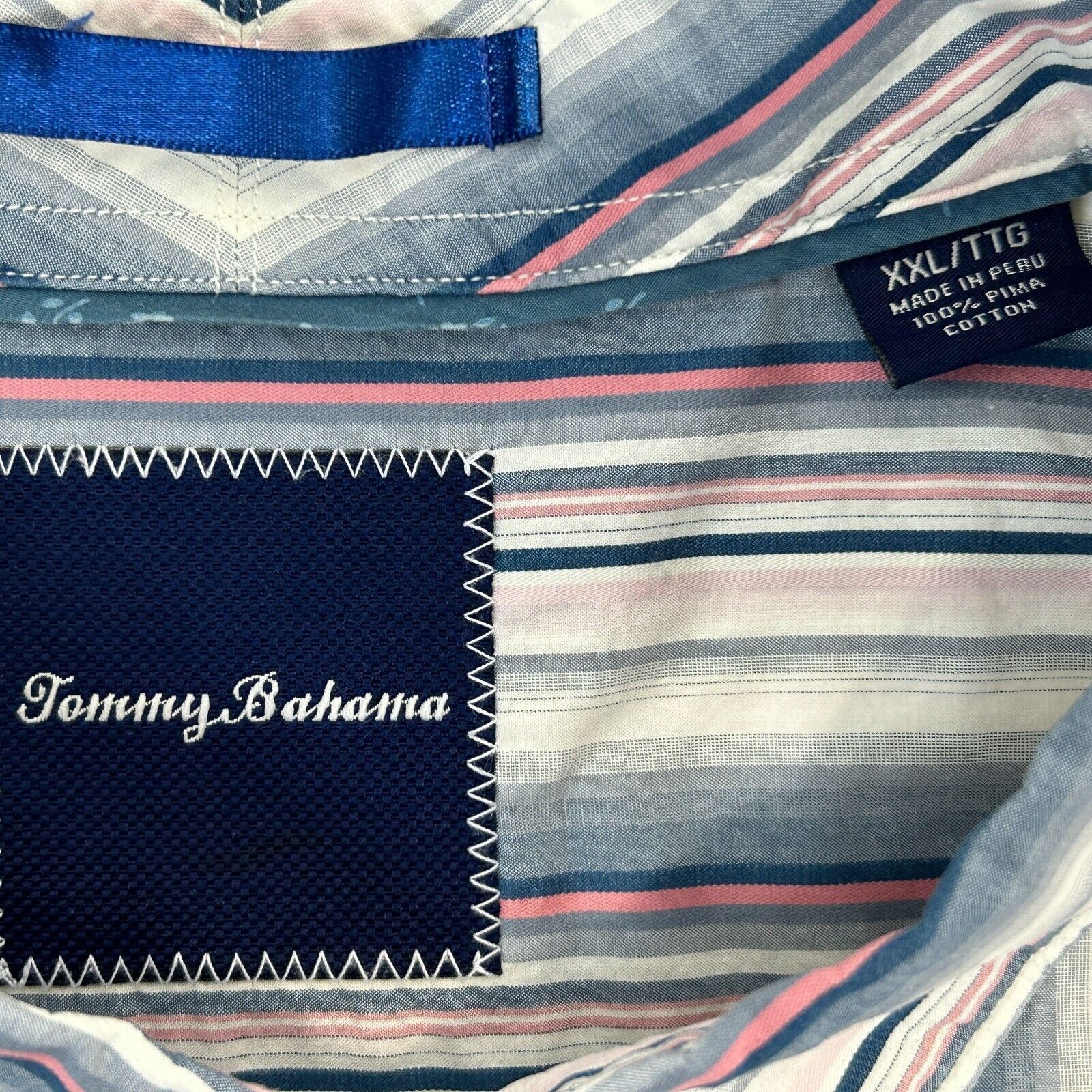 Tommy Bahama Tommy Bahama Button Front Shirt Blue Pink Striped XXL 2XL Size US XXL / EU 58 / 5 - 4 Thumbnail