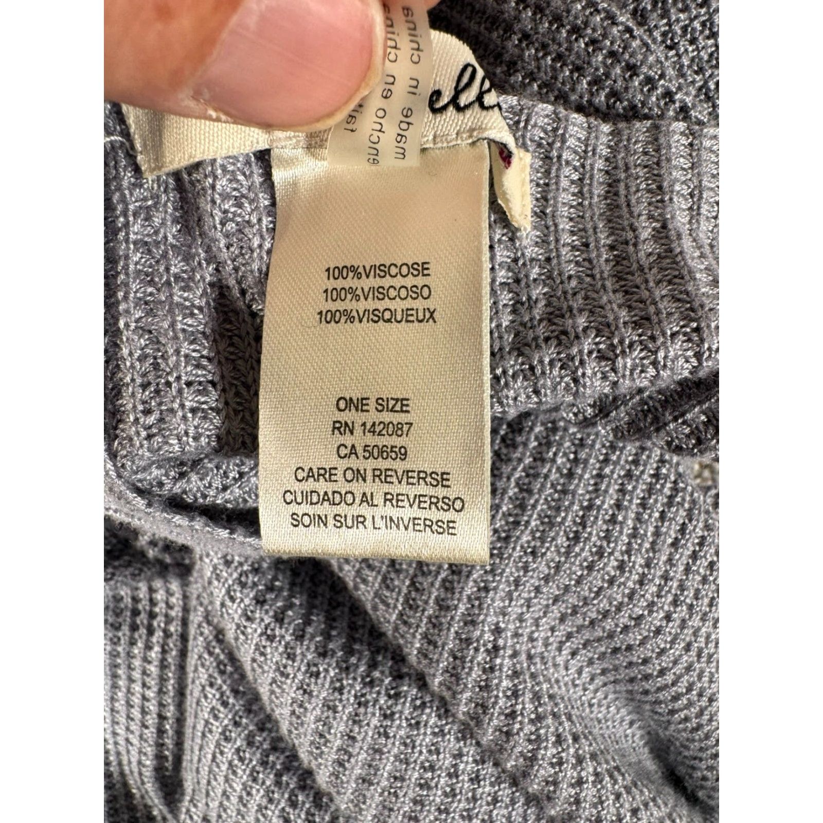 Vintage Simply Noelle Knit Poncho Sweater Womens One Size Minimalist Lagenlook Oversize Cardigan V-Neck Knit Gray Short Sleeve Relaxed Regular Womens Mens? Size ONE SIZE - 5 Thumbnail