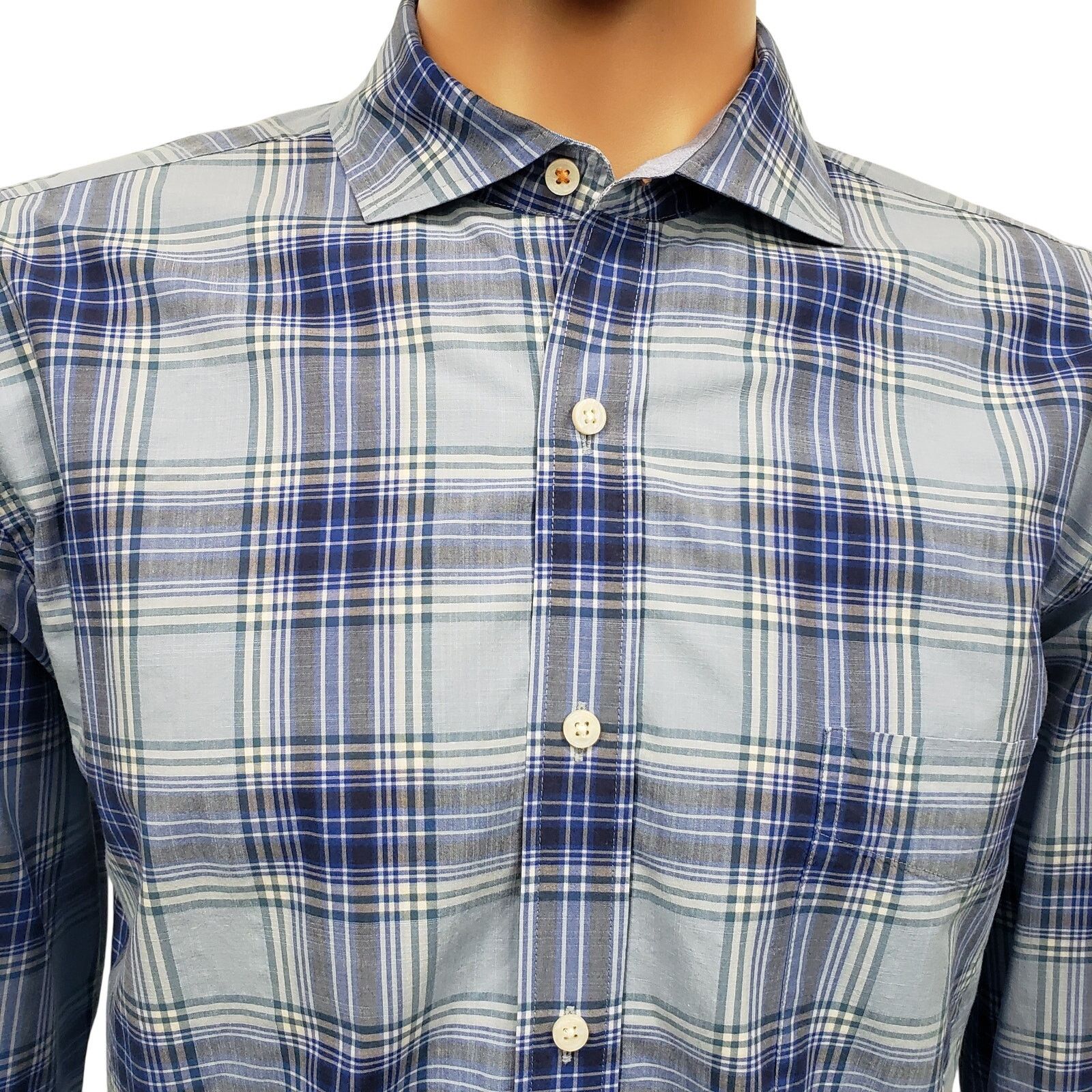 J.McLaughlin J. McLaughlin Contrast Collar Flip Cuff Dress Shirt XL Plaid Size US XL / EU 56 / 4 - 5 Thumbnail