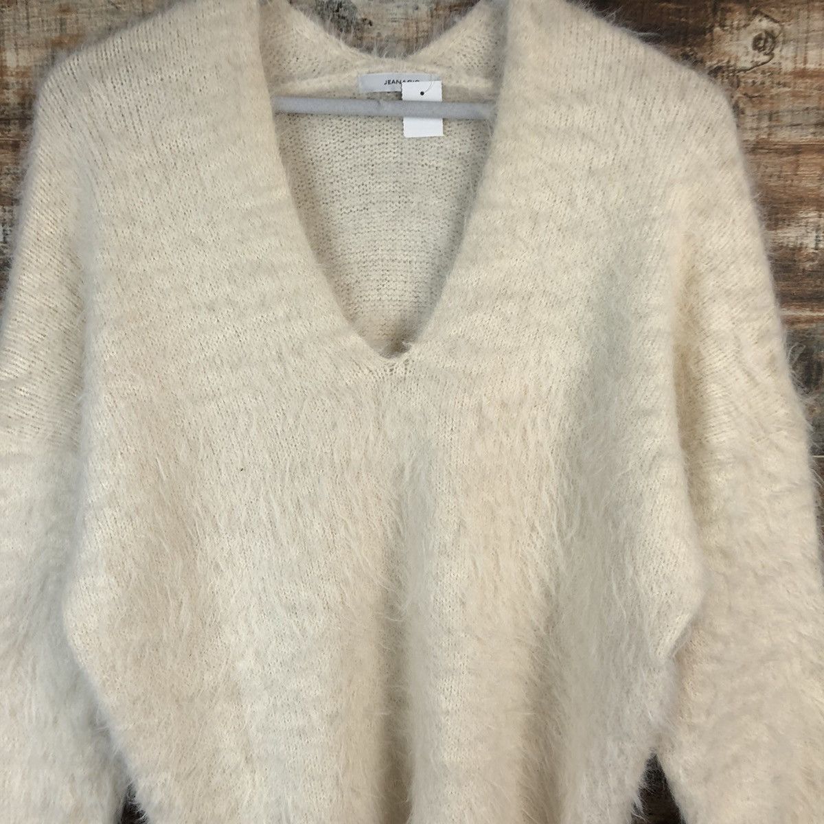 Japanese Brand DL Jeansis White shaggy fur Mohair Knitwear #C356 Size L / US 10 / IT 46 - 5 Thumbnail