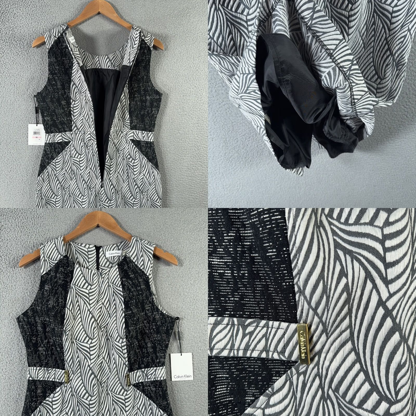 Calvin Klein Calvin Klein Dress Women 10 Black White Sleeveless Sheath Cocktail Wedding guest Size L / US 10 / IT 46 - 9 Thumbnail