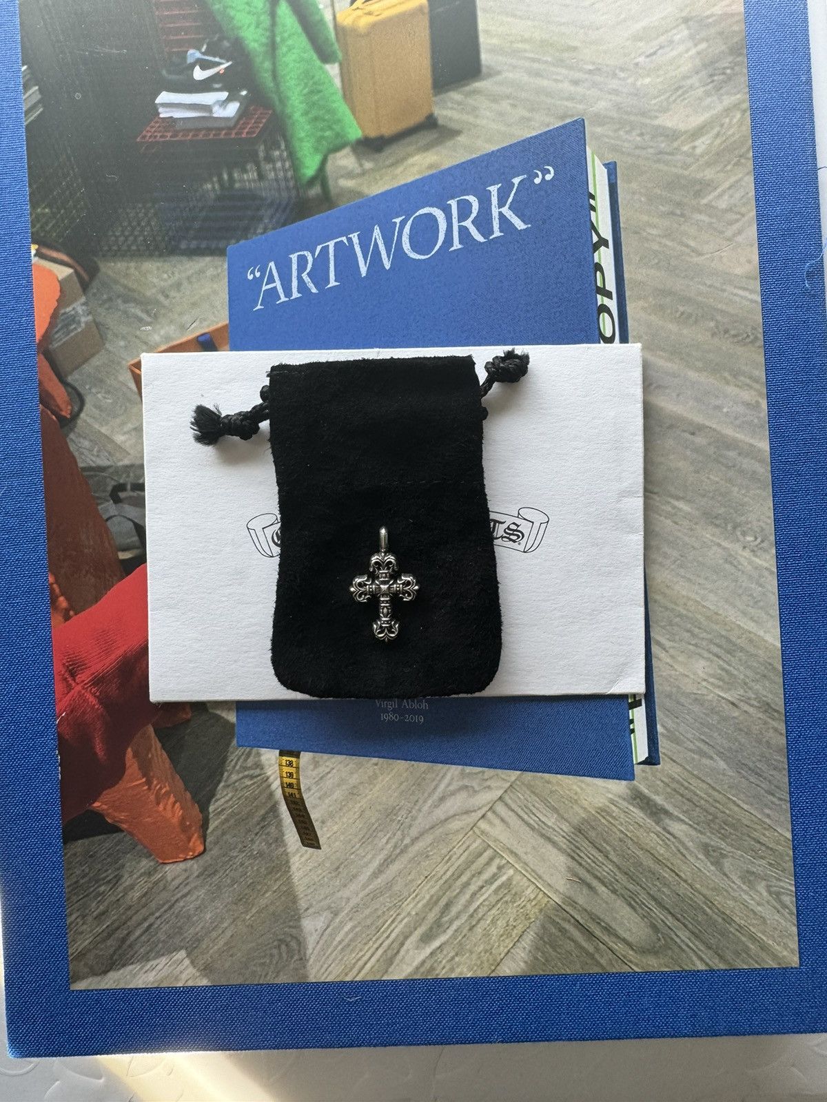 image of Chrome Hearts Tiny Filigree Cross in Silver, Men's