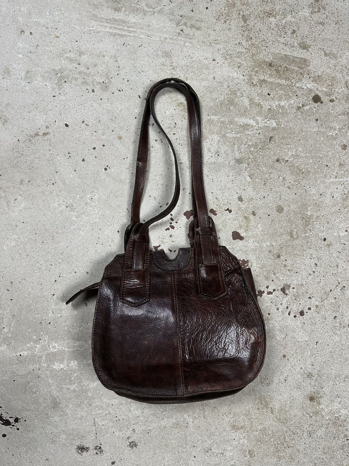 Vintage Vintage 90s Brown Utility Genuine Leather Hand Bag rare usa Size ONE SIZE - 2 Thumbnail