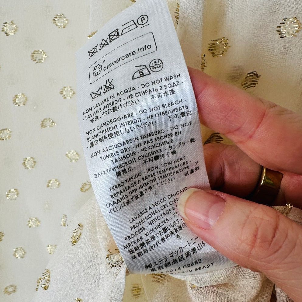 Stella McCartney Stella McCartney Cream Gold Polka Dot Button Blouse 44 / L Size L / US 10 / IT 46 - 9 Thumbnail