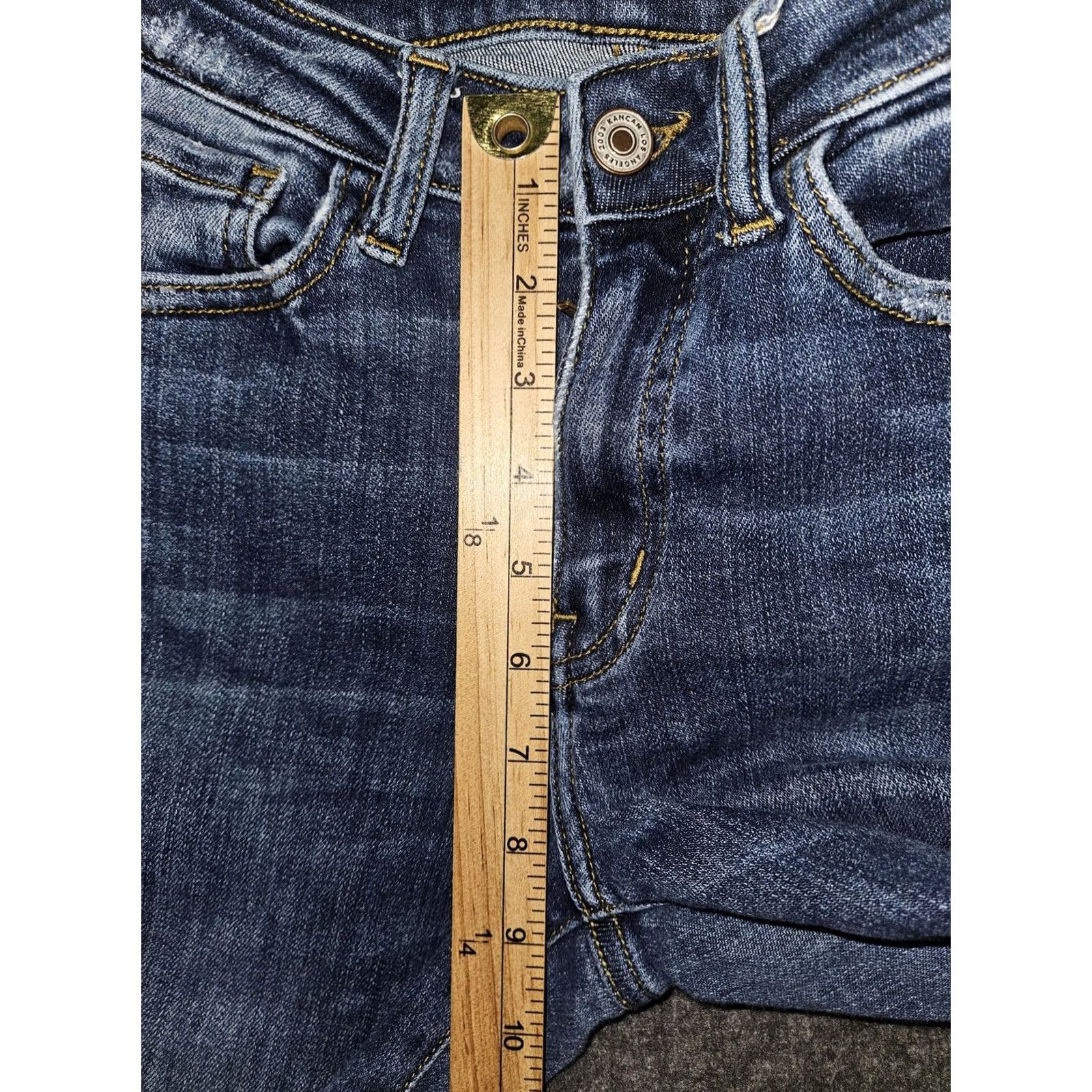 Vintage KanCan Jeans Womens Medium Wash Mid Rise Skinny Distressed Frayed Pockets 5-Pocket Denim Cotton Spandex Jeans Size 26" / US 2 / IT 38 - 5 Thumbnail