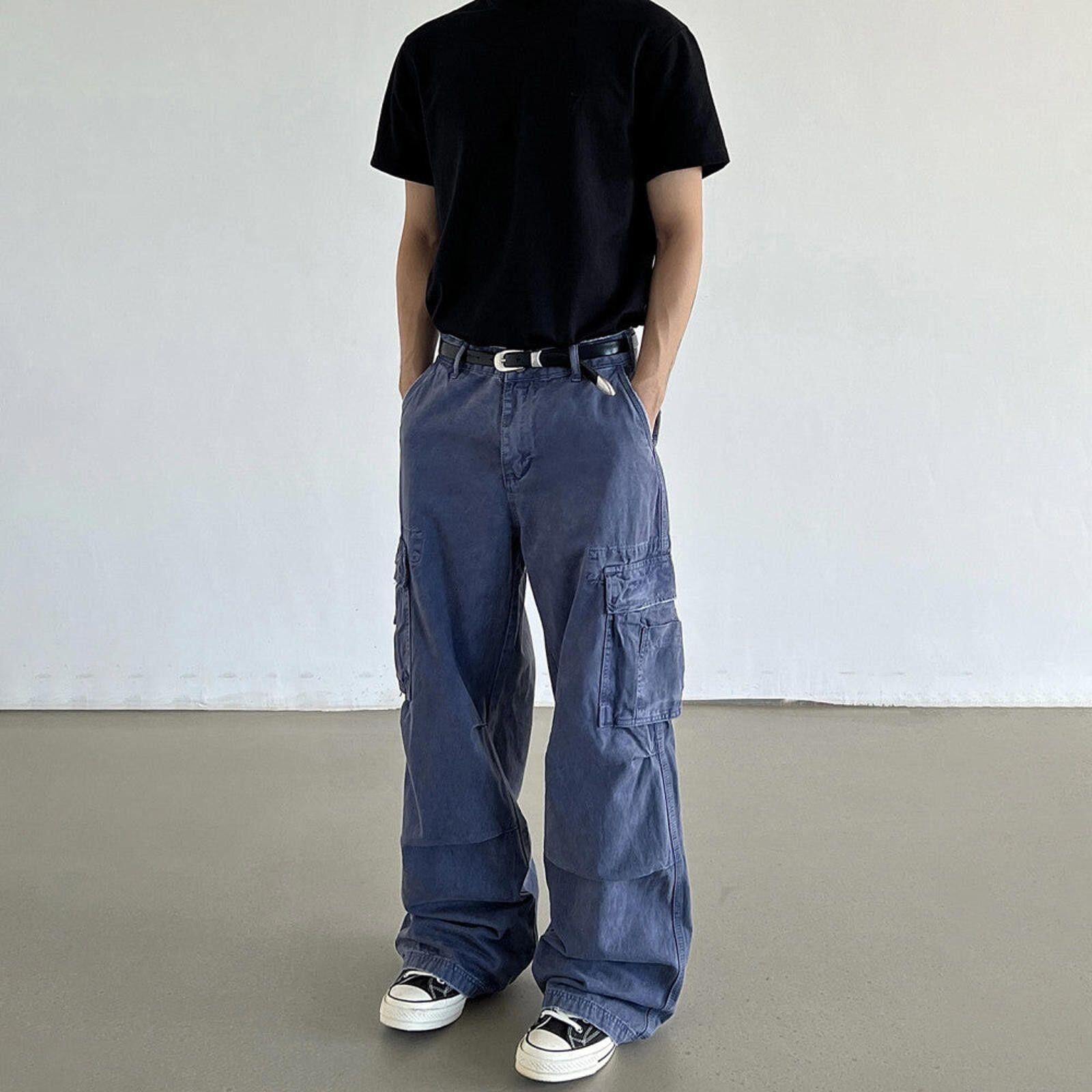 Other Multi Pocket Blue Cargo Wide Leg Jeans Size US 30 / EU 46 - 2 Thumbnail