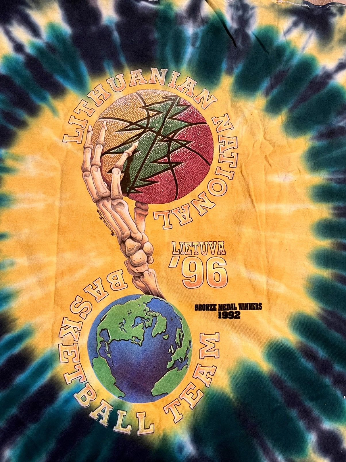 Vintage Grateful Dead 1996 Lithuania tie-dye basketball T-shirt Size US XL / EU 56 / 4 - 14 Thumbnail