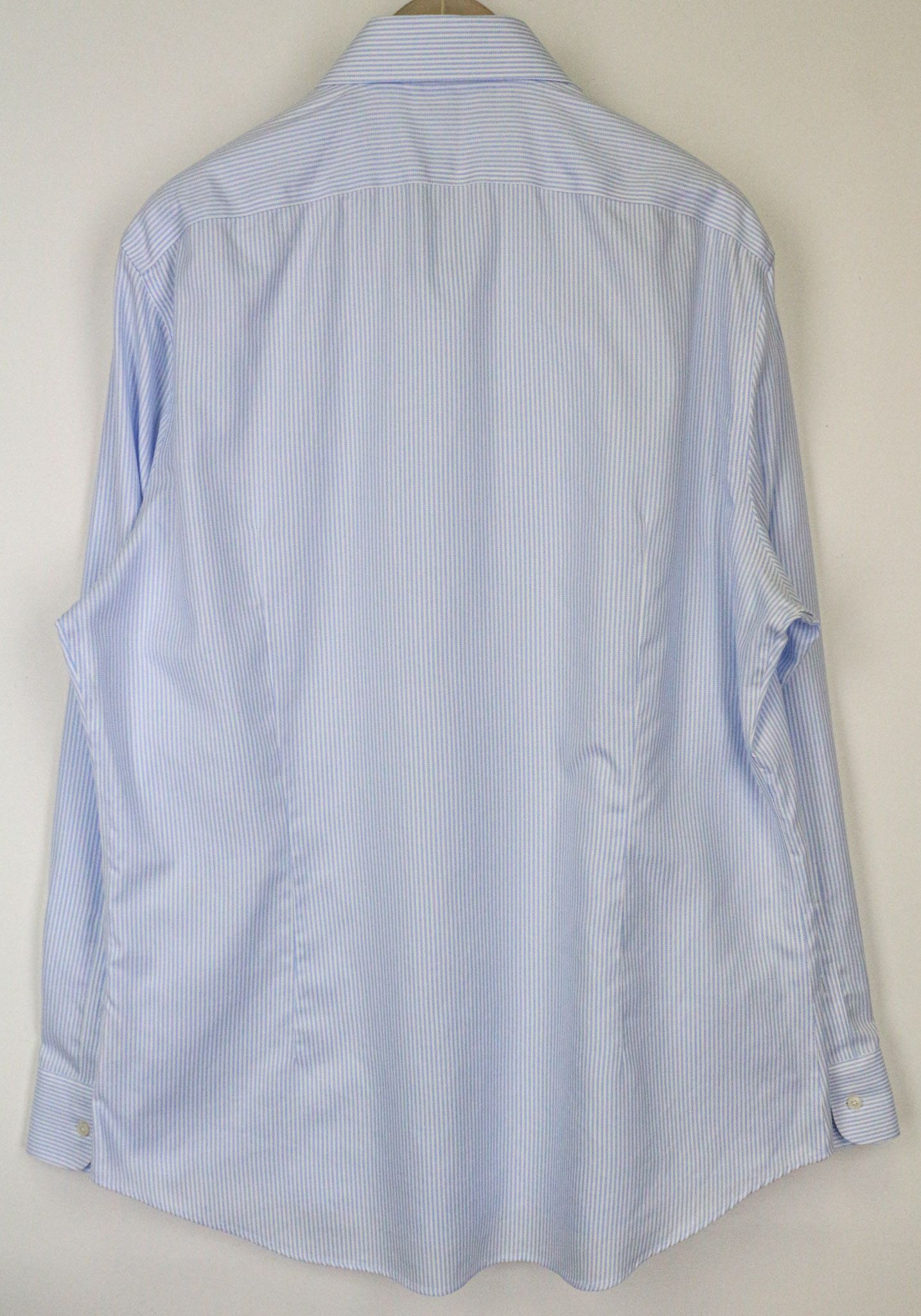 Suitsupply 45/17 3/4 Extra Slim Blue Cotton Striped Shirt 78227 Size 44R - 2 Thumbnail