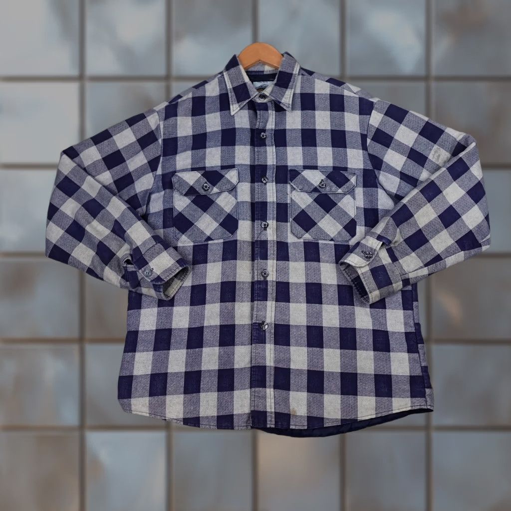 Vintage VINTAGE Fieldmaster Shirt Jacket Mens L Blue Plaid Quilted Shacket 90s Size US L / EU 52-54 / 3 - 1 Thumbnail