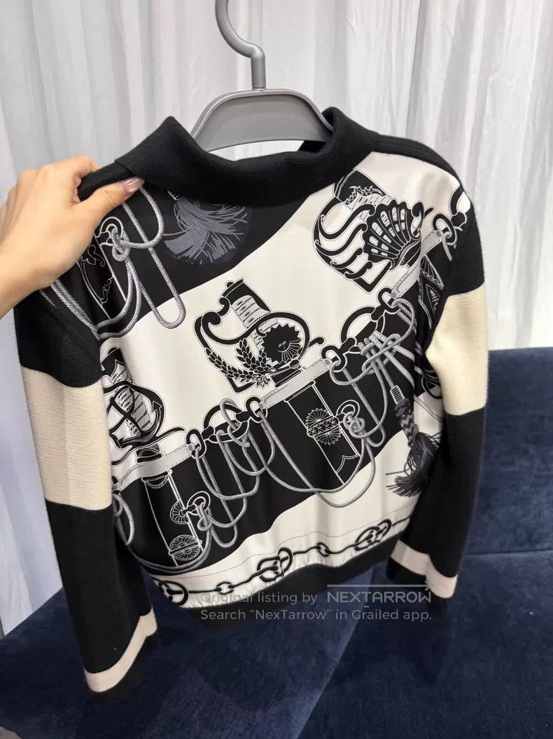 Hermes Hermes Patterned printed cashmere and silk cardigan - mulb Size XS / US 0-2 / IT 36-38 - 2 Thumbnail