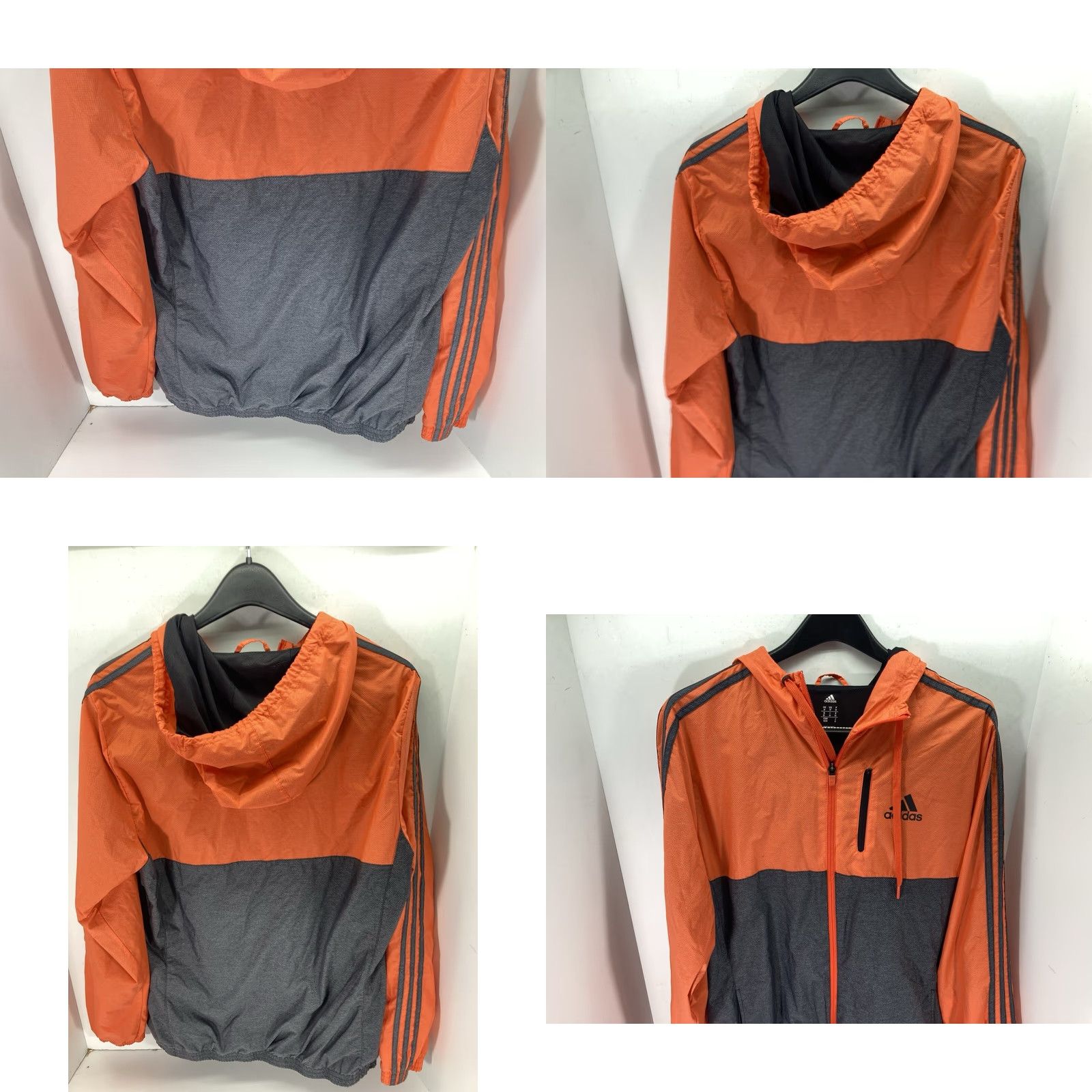 Adidas Adidas Track Jacket Men M Gray Full Zip Hood Nylon Lined Casual Orange Size US M / EU 48-50 / 2 - 8 Thumbnail
