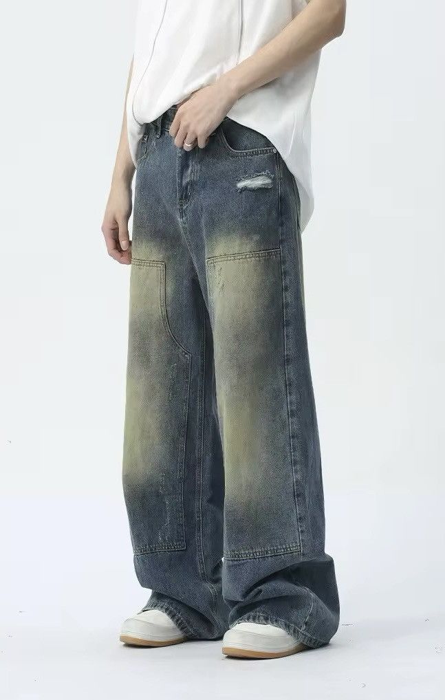 Japanese Brand × Vintage Y2K Men Patched Straight Wide Leg Jean Size US 31 - 1 Thumbnail
